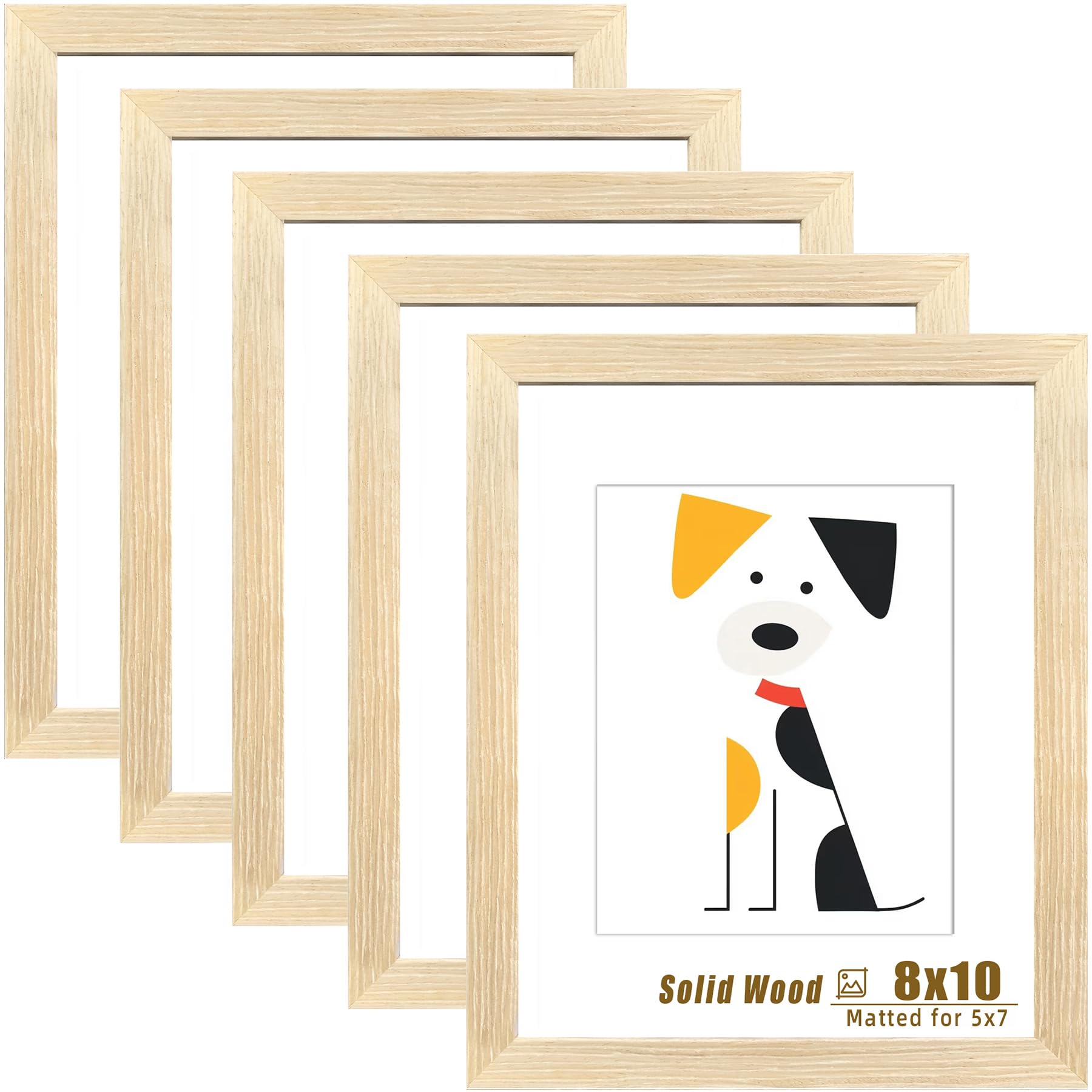 Photo 1 of ***MISSING PARTS***
LUCKYLIFE 8x10 Picture Frame Solid Natural Wood, Display 5x7 photo with Mat or 8x10 without Mat for Wall Hanging and Tabletop, Set of 5