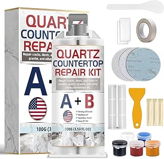 Quartz Countertop Repair Kit, Granite Repair Kit, Strong Bond, Seamless Fix, Ideal for Mable, Porcelain, Tile, Sink Crack, Chip Scratch, Hole, 100g