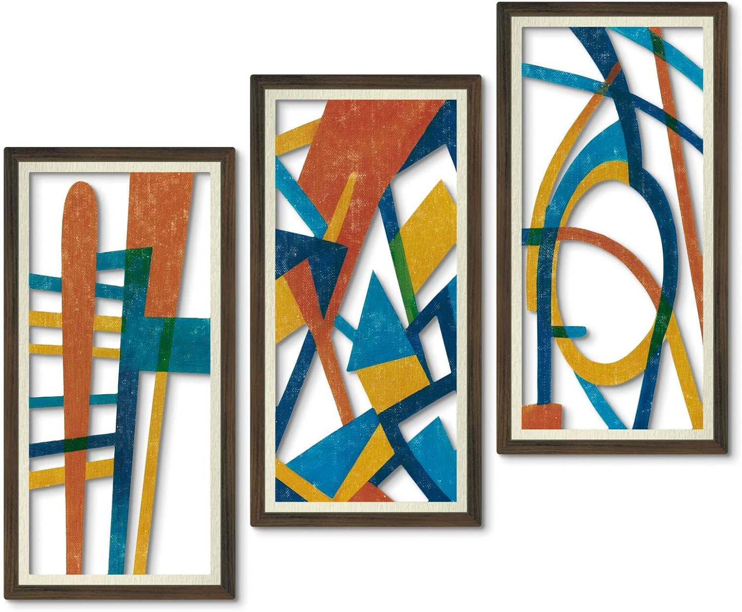 Putuo Decor 3PC Mid Century Modern Wall Art Set, Vintage Geometric Abstract Wall Art for Living Room and Bedroom, Minimalist Wall Decor for Home Decoration