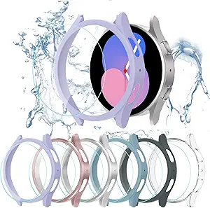 Haojavo [6+8] Pack for Samsung Galaxy Watch FE/Galaxy Watch 5/Galaxy Watch 4 40mm Screen Protector Case, Hard PC Protective Bumper Shell + Anti-Fog Tempered Glass Film, Waterproof Face Cover Set