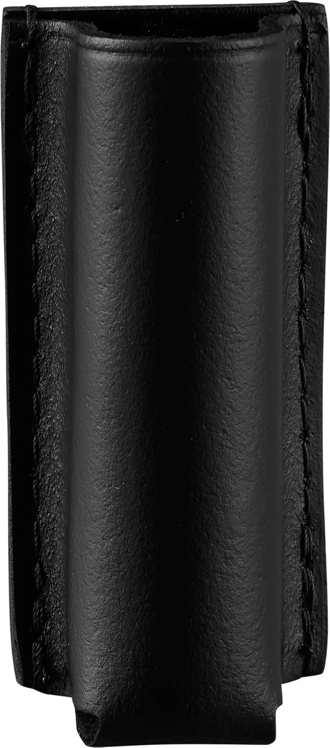 Strion Open Top Flashlight Holder, Black Leather Holster Fits 0.95 Inch Diameter Flashlight Barrels, Fits Duty Belts up to 2.25 Inch (Loop Style Belt Slide), Made in USA