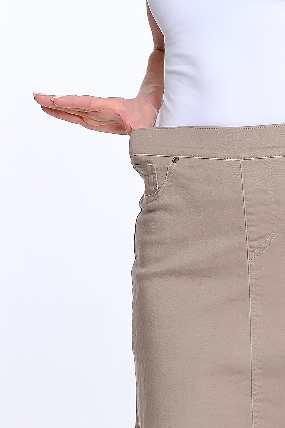 SLIM-SATION Women's Pull On 5-Pocket Twisted Fringe Hem Skort