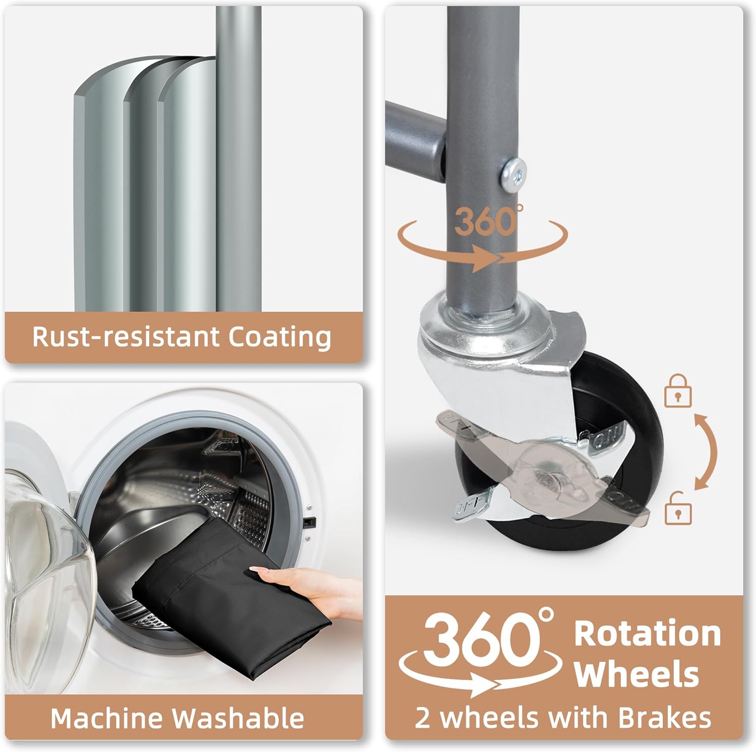 STORAGE MANIAC Rolling Laundry Hamper, 165L Laundry Basket with Lockable Wheels, Triple Clothes Sorter Cart, 3 Bag Clothes Separator Hamper for Closet, Bathroom, Laundrys Room, 3 Section Black