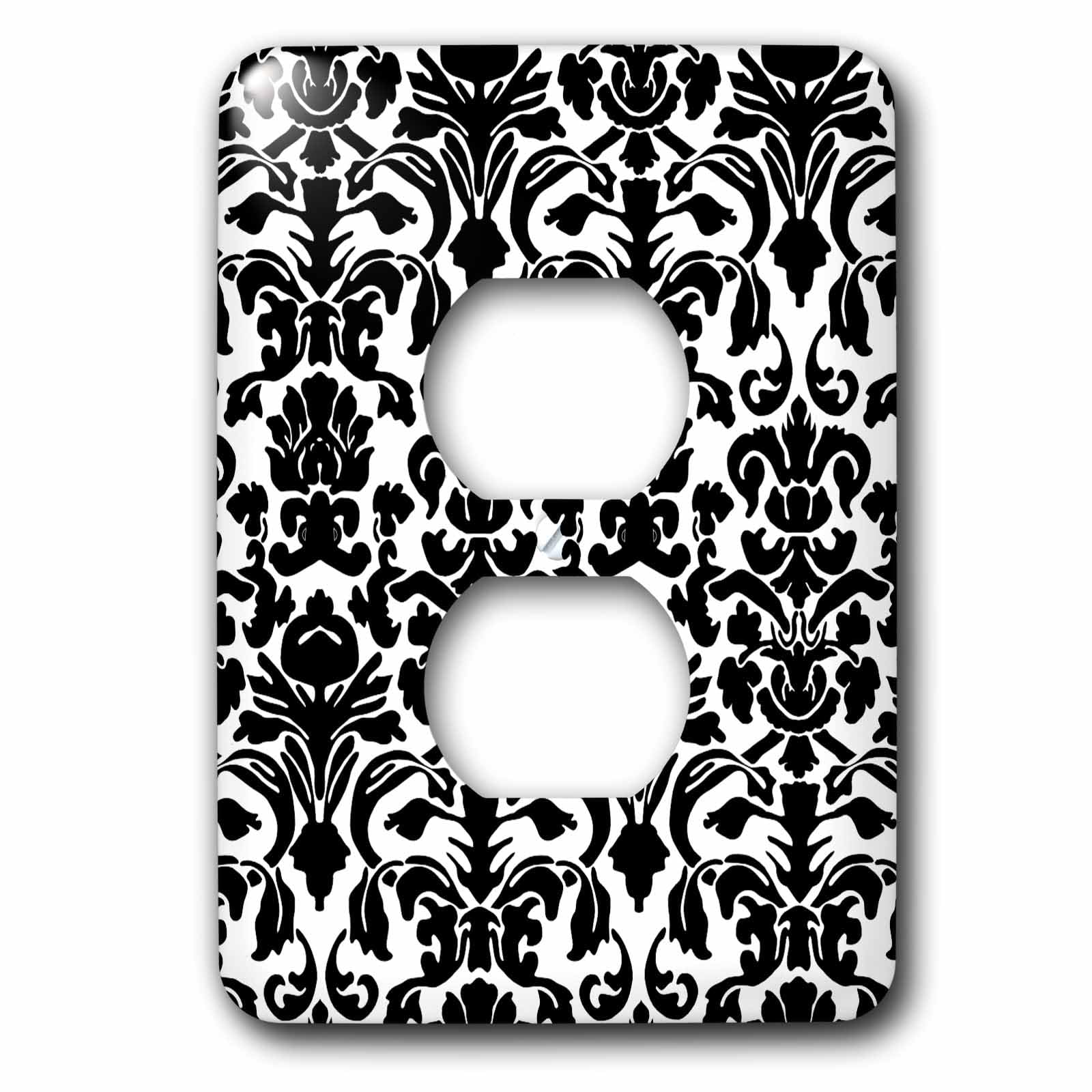 Plaque double prise noir et blanc motif damassé élégant 3drose LSP 76577 6