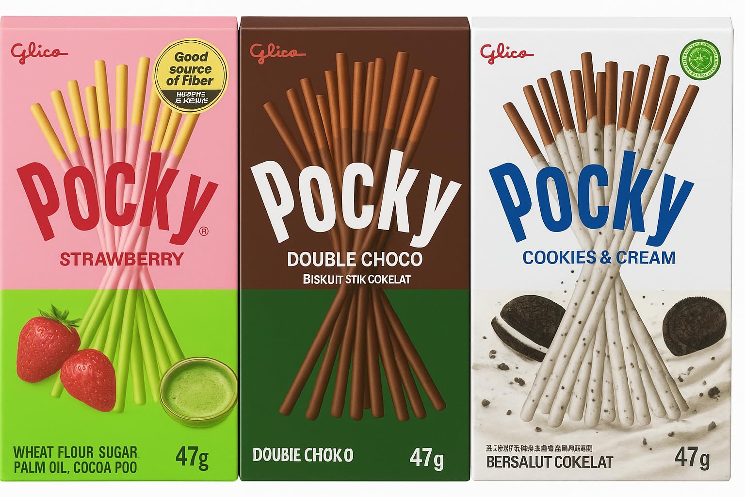 Glicos Pocky Biscuit Sticks Combo Pack – 3 Flavours (Strawberry