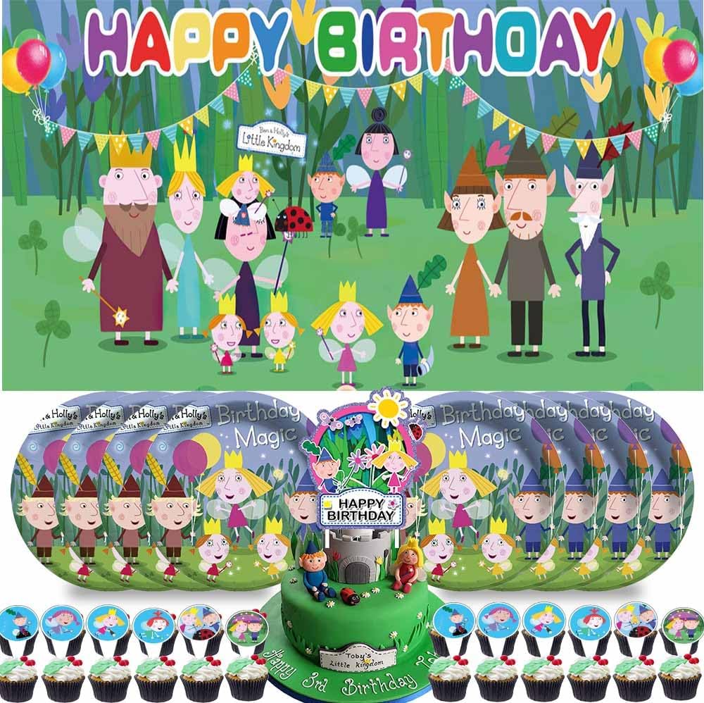 Ben and Holly's Little Kingdom Party Supplies Plates Decorations Birthday Cake Topper Balloons Banner Backdrop Decor