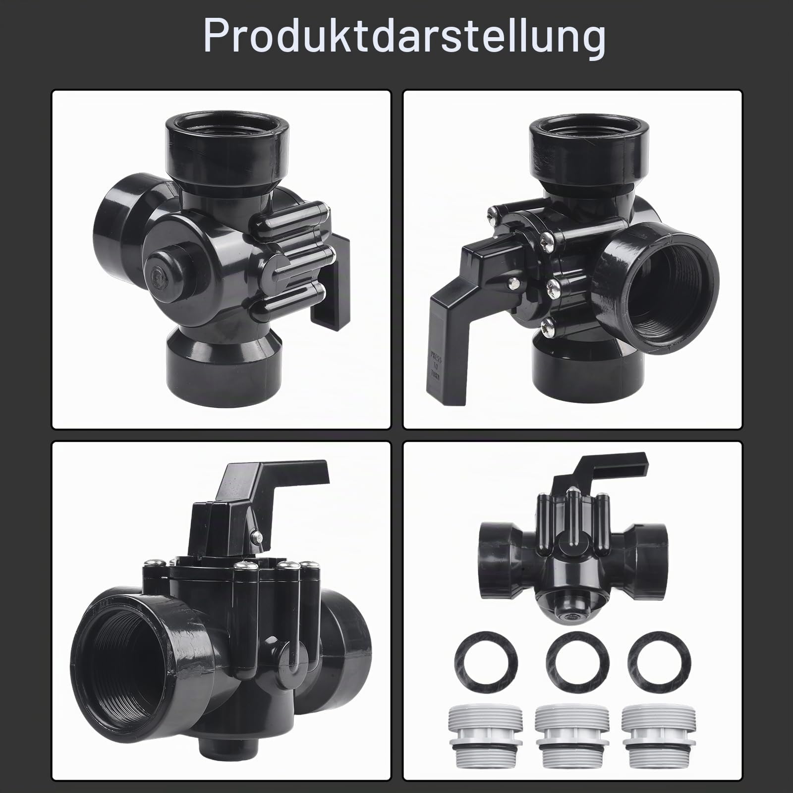 3.8 cm 3 Wege Poolventil Sandpumpe Portventil 4517 Spa Umlenkdichtung Ventil Schwimmbadpumpe Anschluss Schlauch Ventil Set