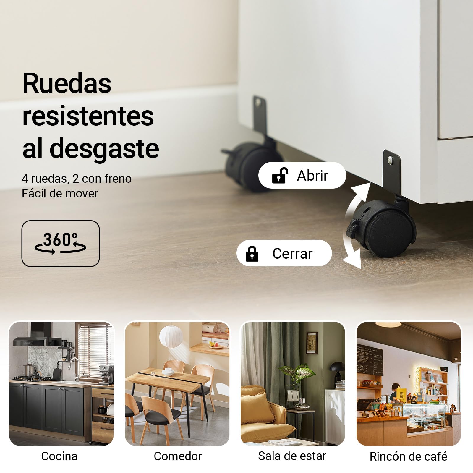 SoBuy Carrito Cocina, Mueble Auxiliar, Mueble microondas con cajón y Armario, Carro con Ruedas para almacenaje Cocina, Blanco, 62x119x40 cm FSB12-W