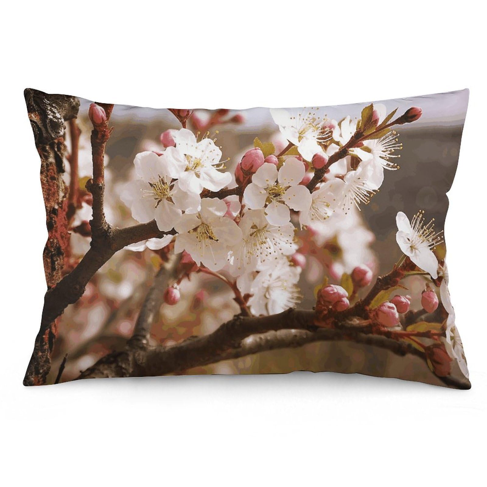 2 Pack Pillow Cases for Hair and Skin, Soft Breathable Pillow Case Covers with Hidden Zipper, Plum Tree Blossom Pillowcase 12 "x20 Pillow Covers for Sleeping Gift