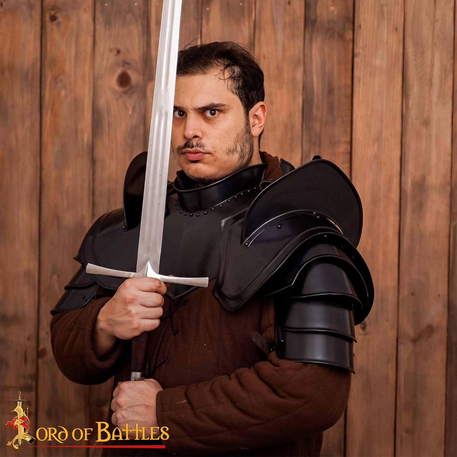 Medieval 15th Century Steel Pauldrons with Blade Breakers – 18 Gauge Shoulder Armor for LARP, Cosplay, Reenactment