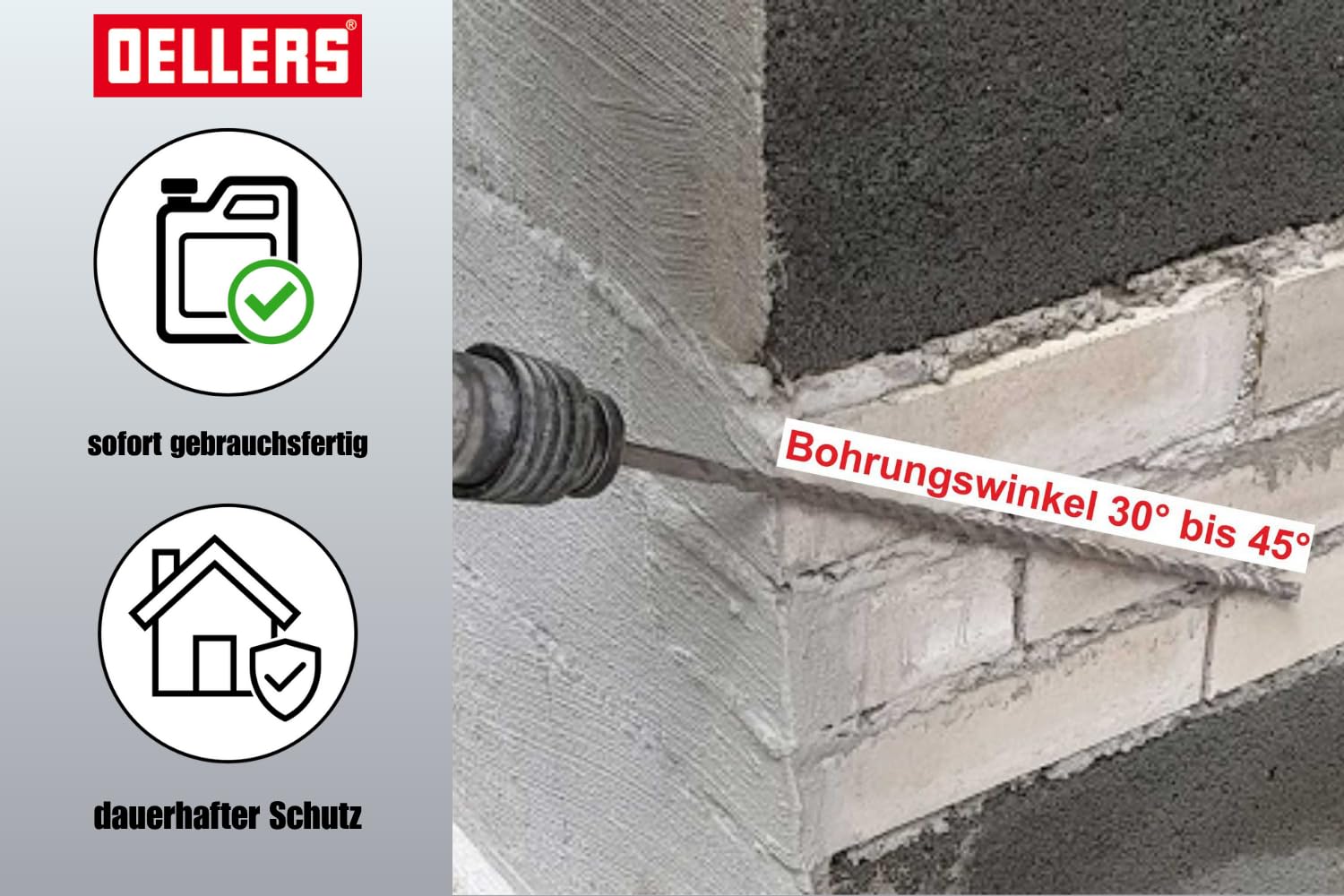 OELLERS Horizontalsperre Set 3x5L Diffusil Injektionsflüssigkeit gegen aufsteigende Feuchtigkeit mit Pumpe