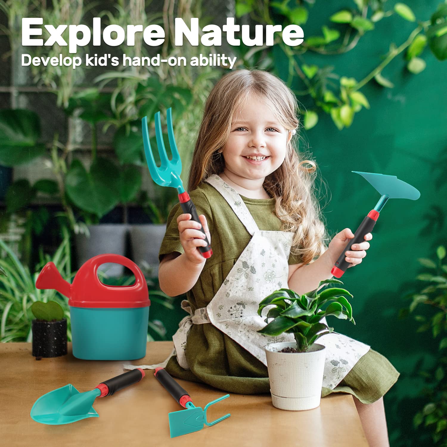 Set Giardinaggio Bambini 20 Pezzi - Attrezzi Giocattolo Per Esterno Con Annaffiatoio E Guanti - Foto 11