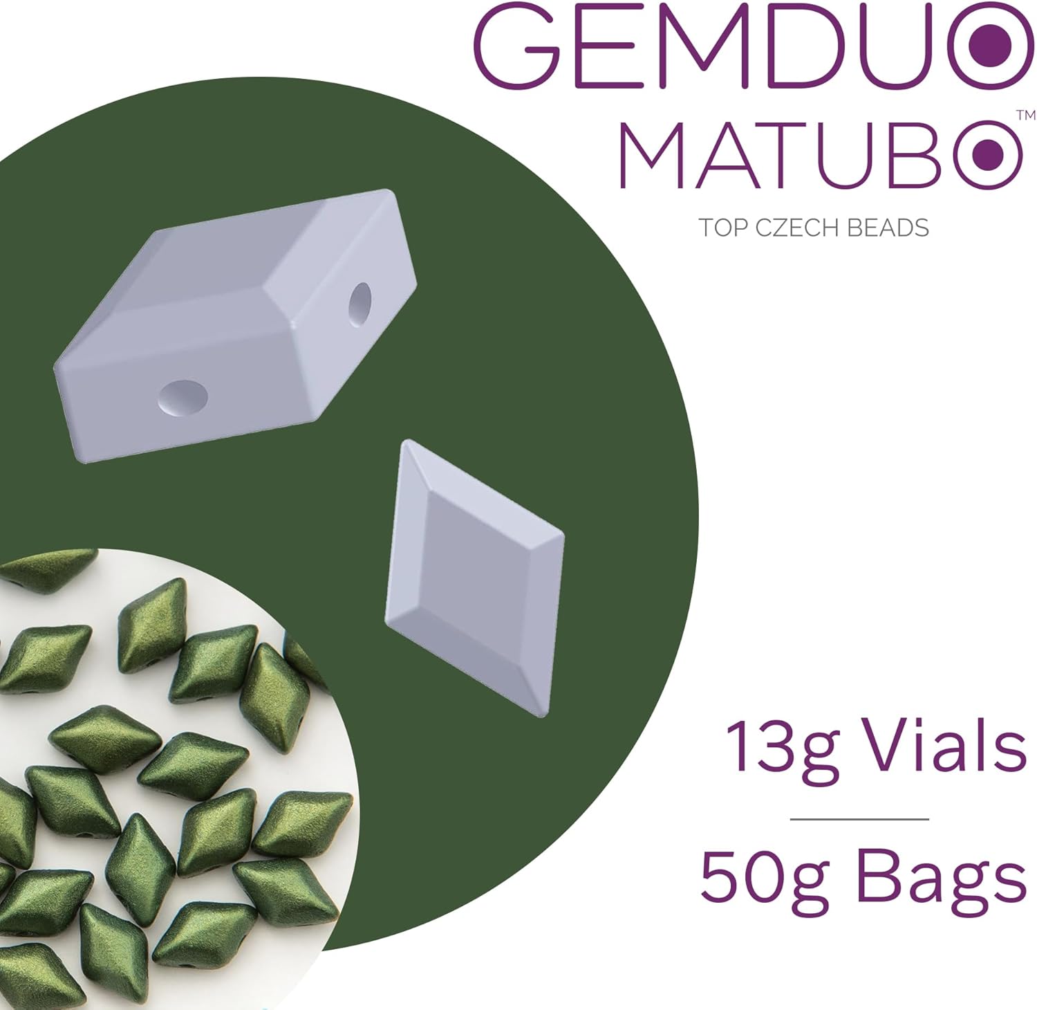Matubo Czech Gemduo 2-Hole, Crystal AB, 50g