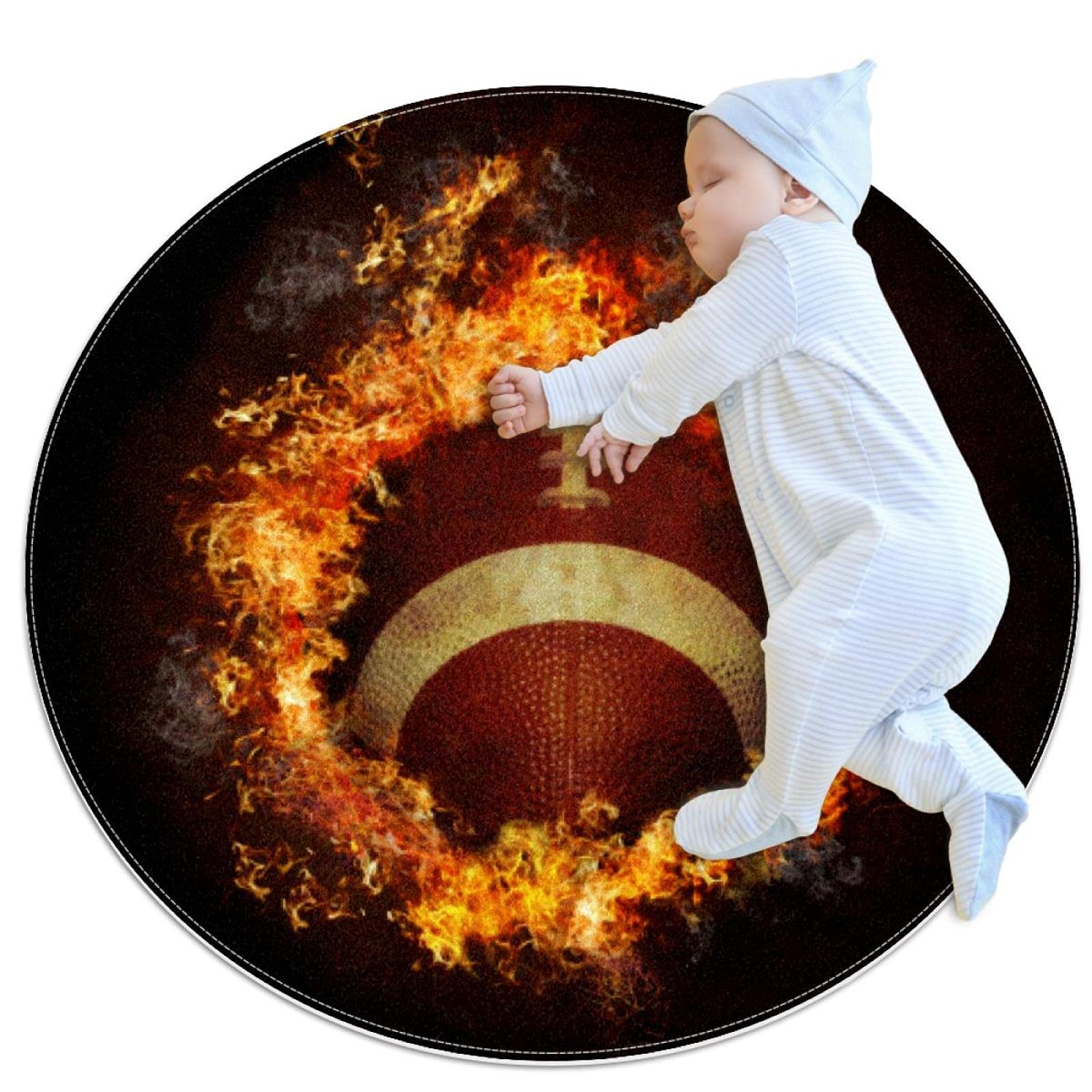Tapis de jeu football enfants isolant du sol rond 80x80cm