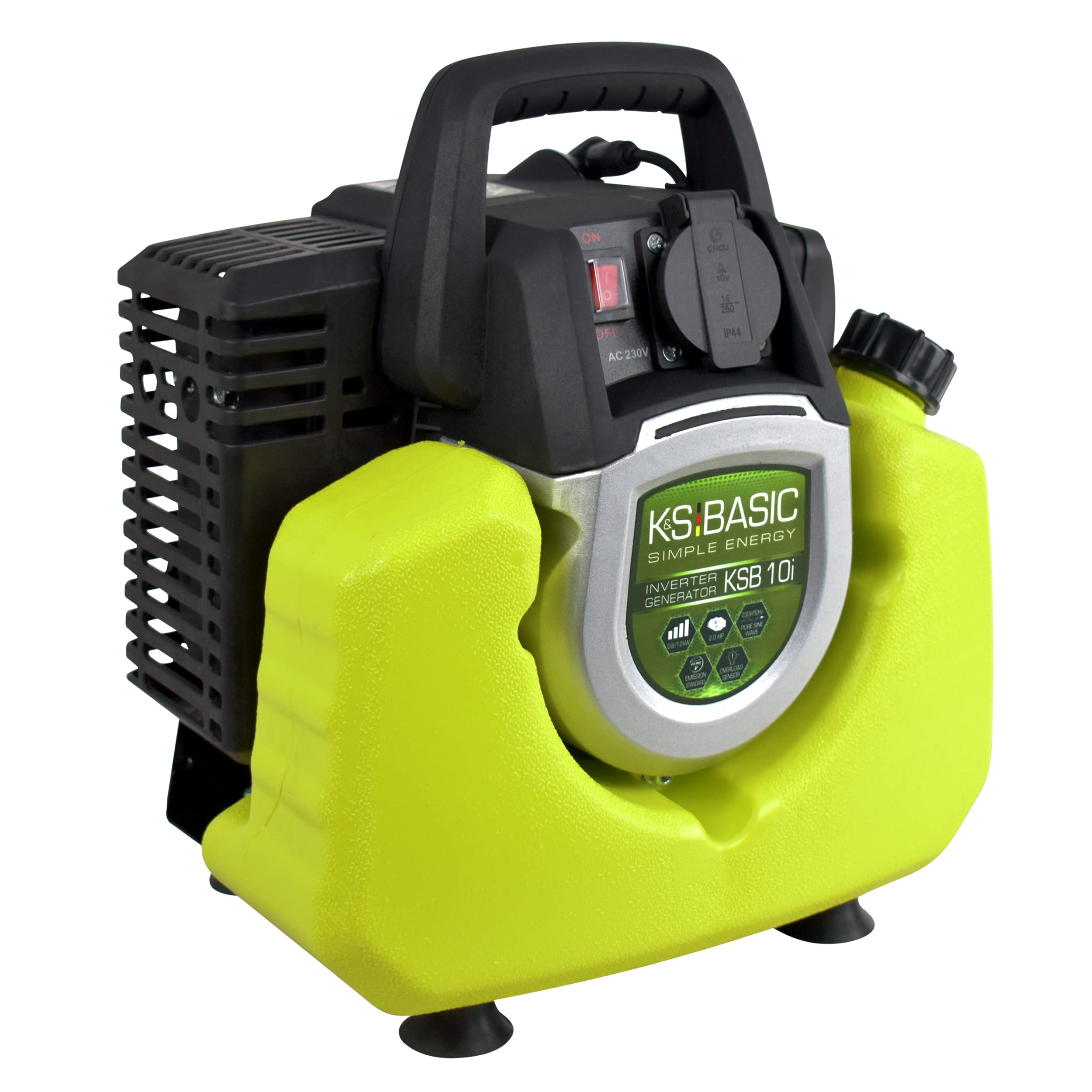 Inverter-Generator KSB 10i, stromerzeuger 1000 W, elektronische Umwandlung elektrischer Energie,notstromaggregat für empfindliche Stromverbraucher, Motor Euro 5, Schuko-Steckdose 230V, Schutzart IP23M