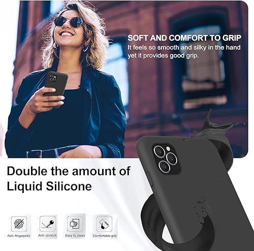 Miniatura 3 de Vooii Funda protectora para iPhone 11 Pro, silicona líquida suave de goma delgada de cuerpo completo para iPhone 11 Pro (con forro de microfibra