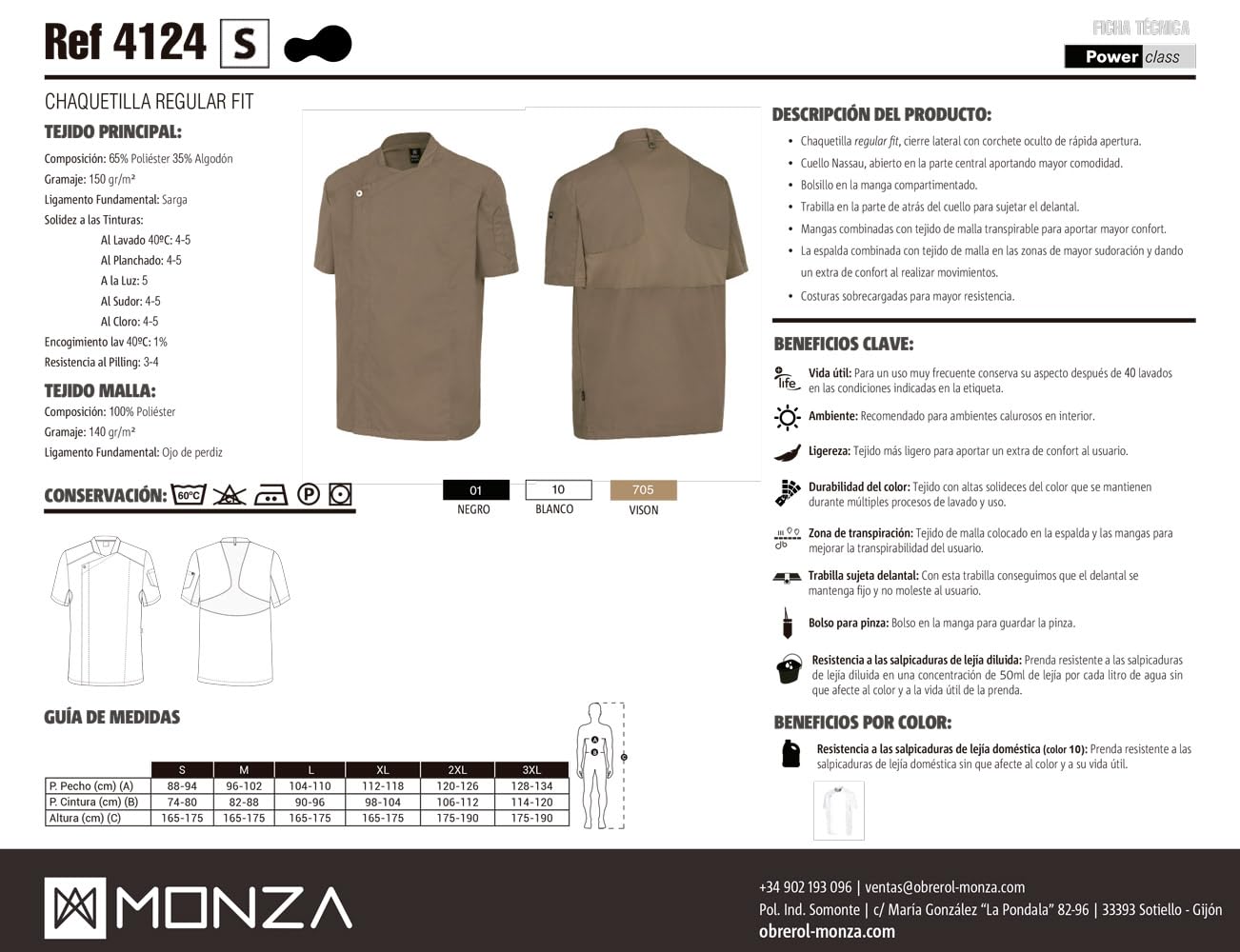 Chaqueta Hostelería Unisex De Manga Corta. Chaquetilla de Cocina Unisex con Manga Corta con Corchetes de diseño Growing Fit. Ropa Cocina/Cocinero/Cocinera/Chef. Ref: 4124