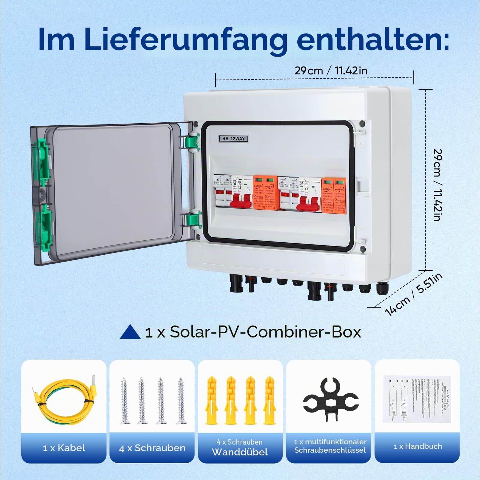 Solar-Kombinationsbox mit mehrstufigem Schutz, PV DC 32A 500V Schalter, IP65, effizientes Energiemanagement