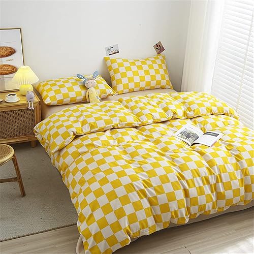 Miniatura 2 de Wellboo Juego de edredón amarillo y blanco, tamaño individual, para mujeres y hombres, color amarillo brillante, ropa de cama de algodón para niños