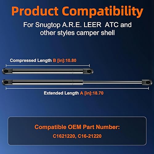 Miniatura 55 de Cantidad (2) SX172P10 soporte de elevación de amortiguador de gas de 17 pulgadas, 10 lb/44N, para tapa de caja de herramientas, puerta