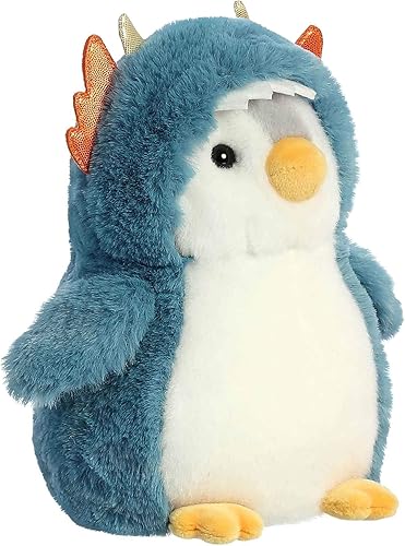 Miniatura 2 de Aurora® Juguetón Pompom Penguin™ - Animal de peluche de dragón - Compañeros vibrantes - Diversión sin fin - Azul 7 pulgadas