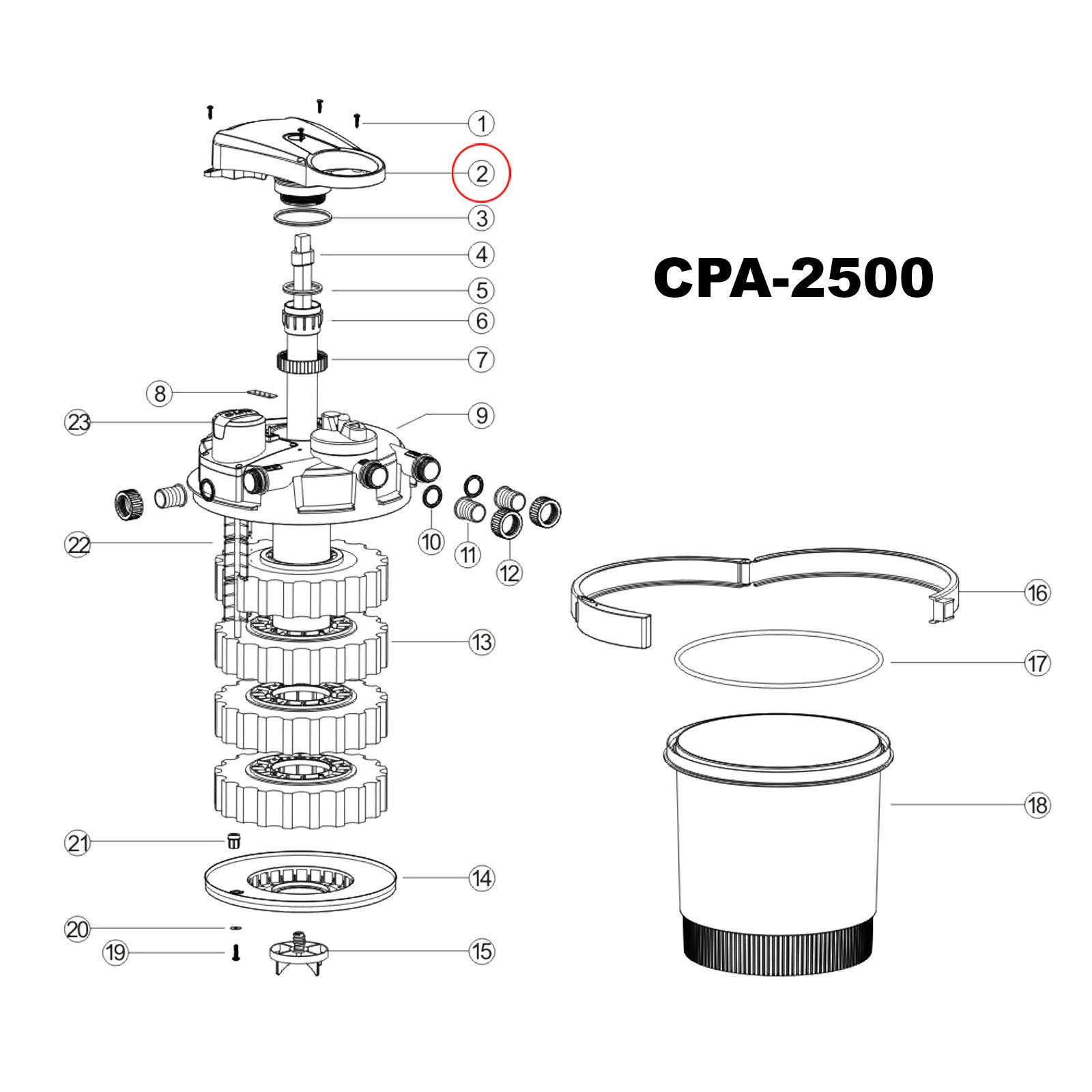 SunSun Pezzo di Ricambio Filtro a Pressione CPA-2500 unità UVC