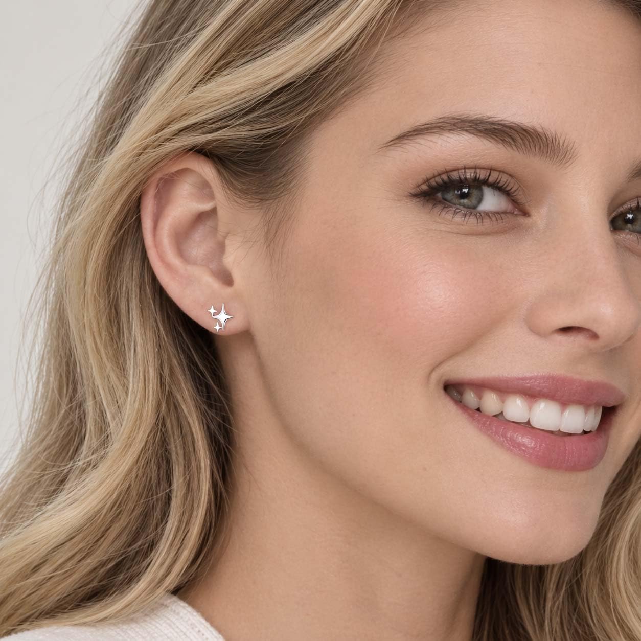 PANSHI Pendientes de tuerca de plata de ley con forma de estrella para mujeres, adolescentes, hipoalergénicos, pequeños, aretes de tuerca perforados, regalos de joyería