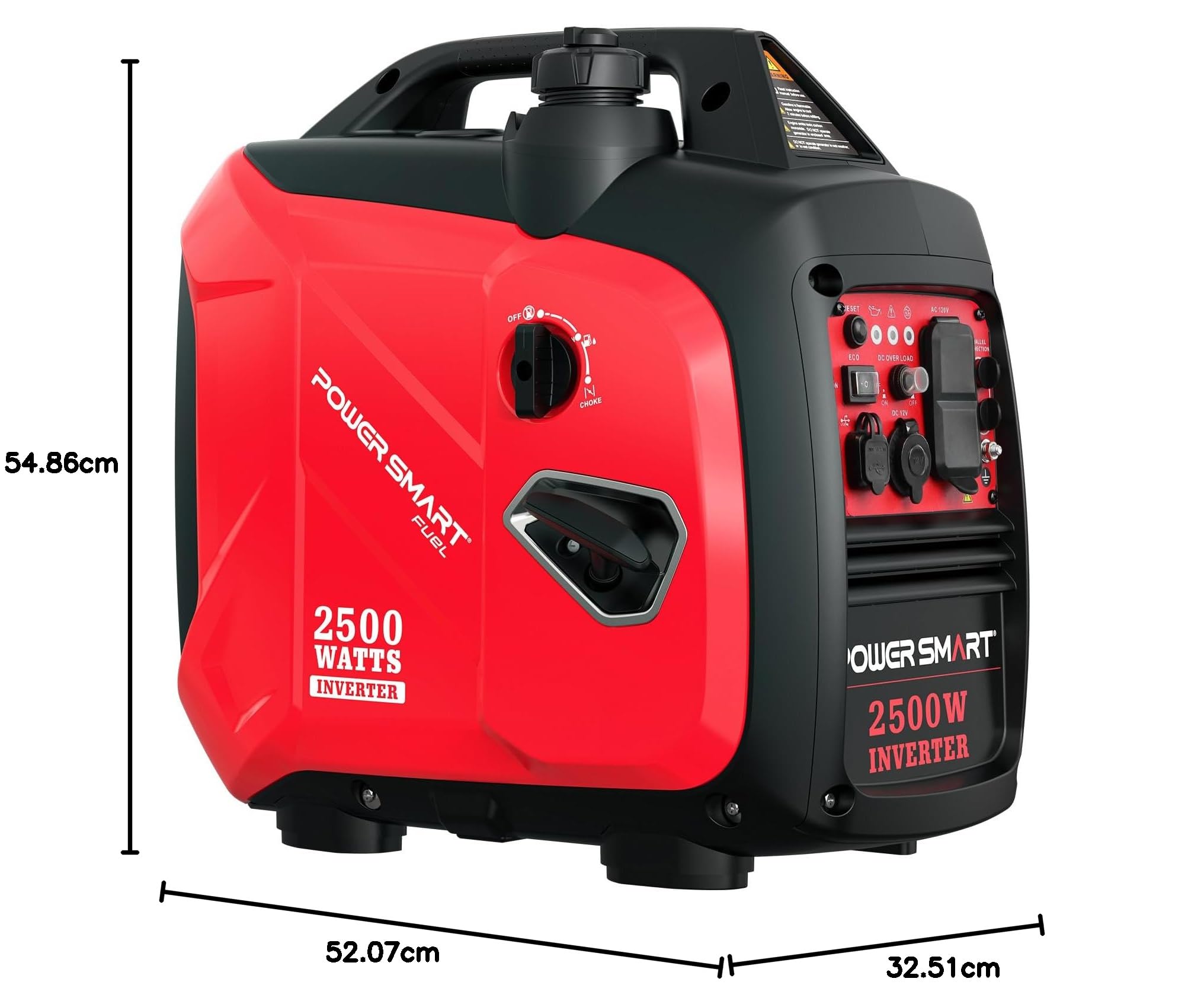 PowerSmart - Generador inversor portátil de 2500 W, motor alimentado a gas de 79.8 cc con 5.5 H de larga duración, generador pequeño ultra silencioso para camping, RV, corte de energía en casa y