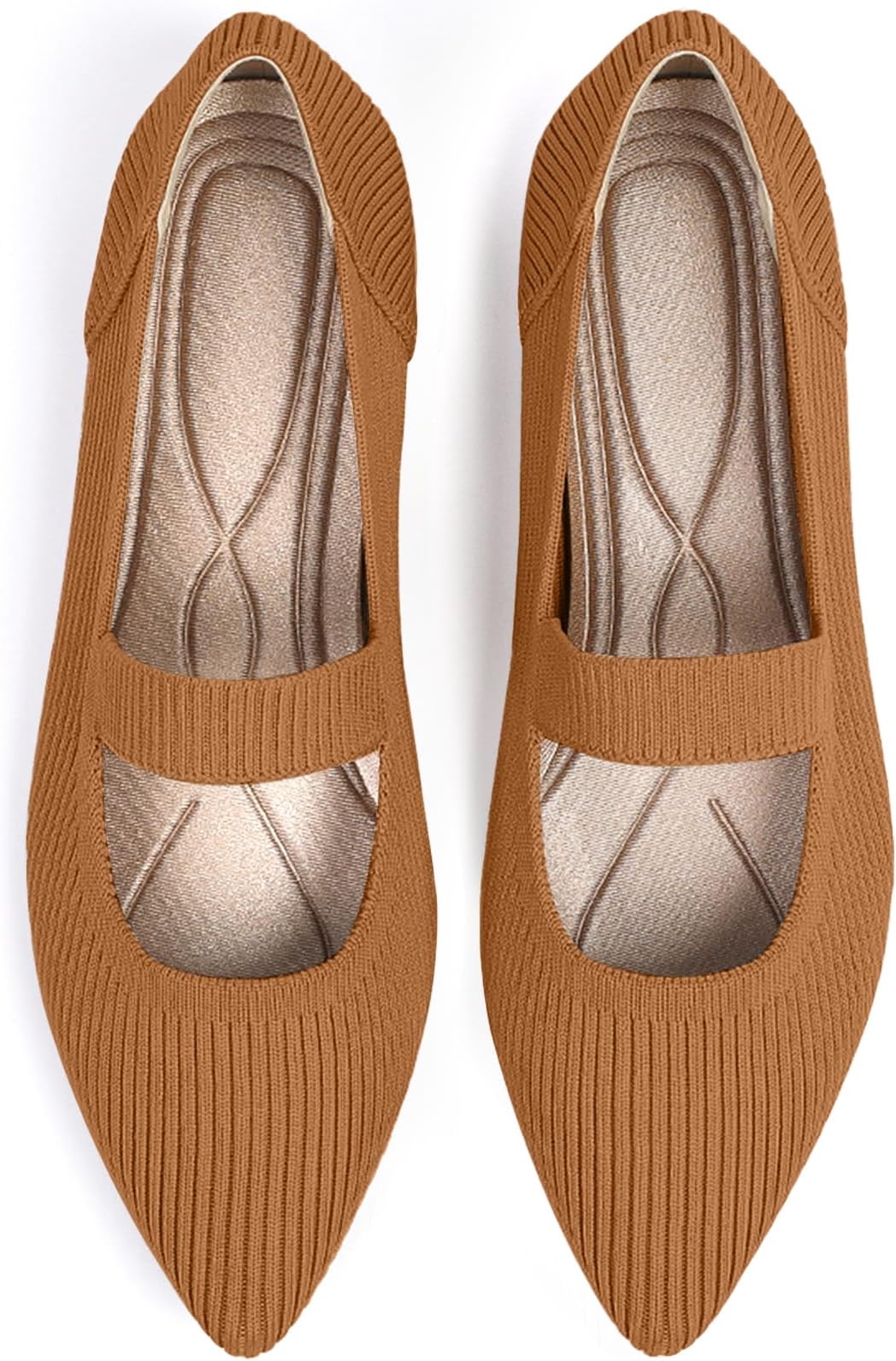 Women's Flats Shoes Pointed Toe Knit Washable Ballet Comfortable Dressy Mary Jane Flat