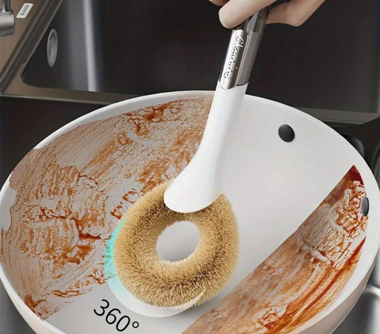 AARVI ENTERPRISES Kitchen Cleaning Brush, Palm Coconut Multipurpose Utensil Brush, Palm Pot Brush, Premium Dishwashing Durable Scrub Pans and Pots Sink Countertop Supplies Tool 4