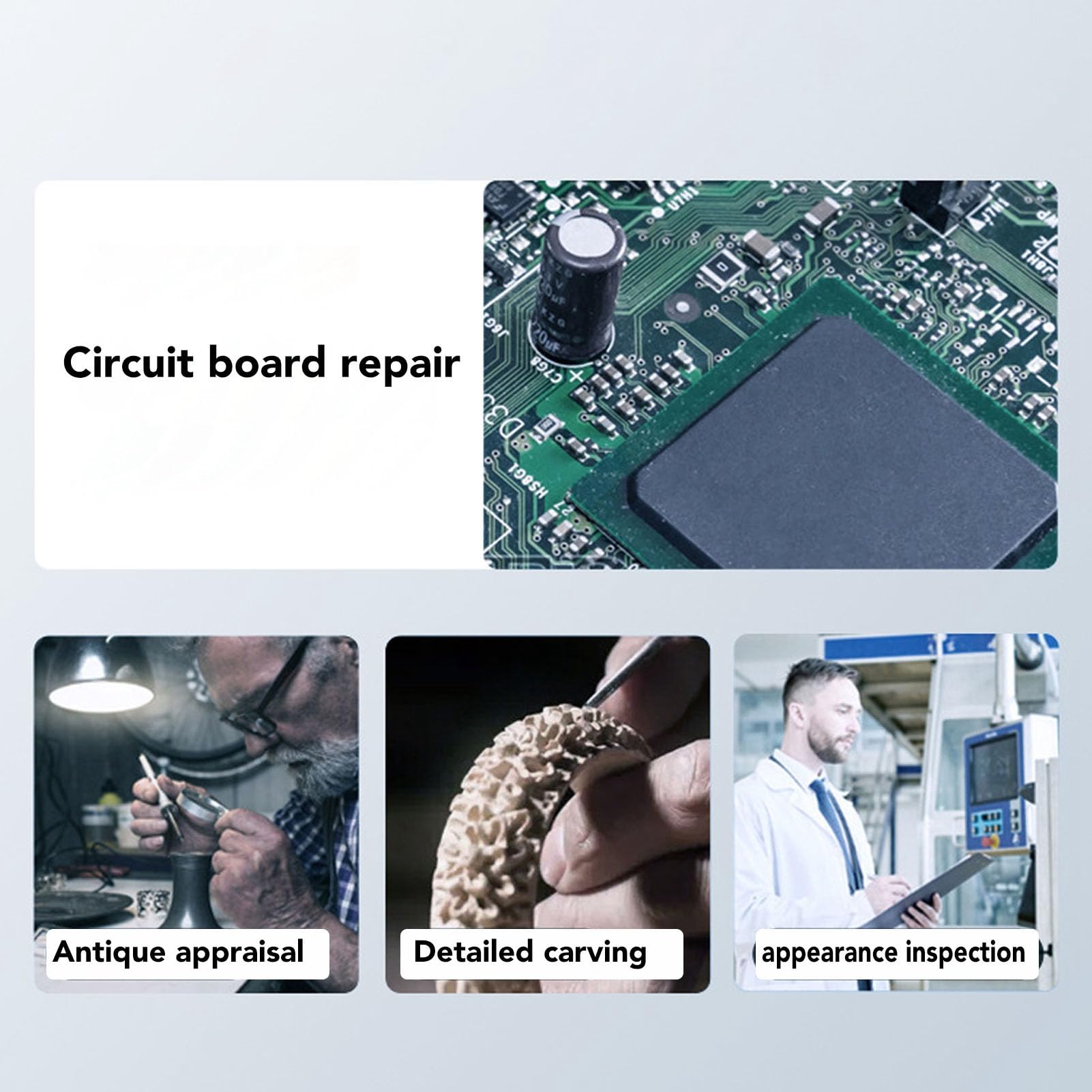 LICAEVEY LCD -digitales Mikroskop, 1MP 1080p 4X Digitalmikroskop mit 4,3 Zoll 8 Einstellbarer LEDs Licht, PC -Ansicht für die Inspektion von Leiterplatten