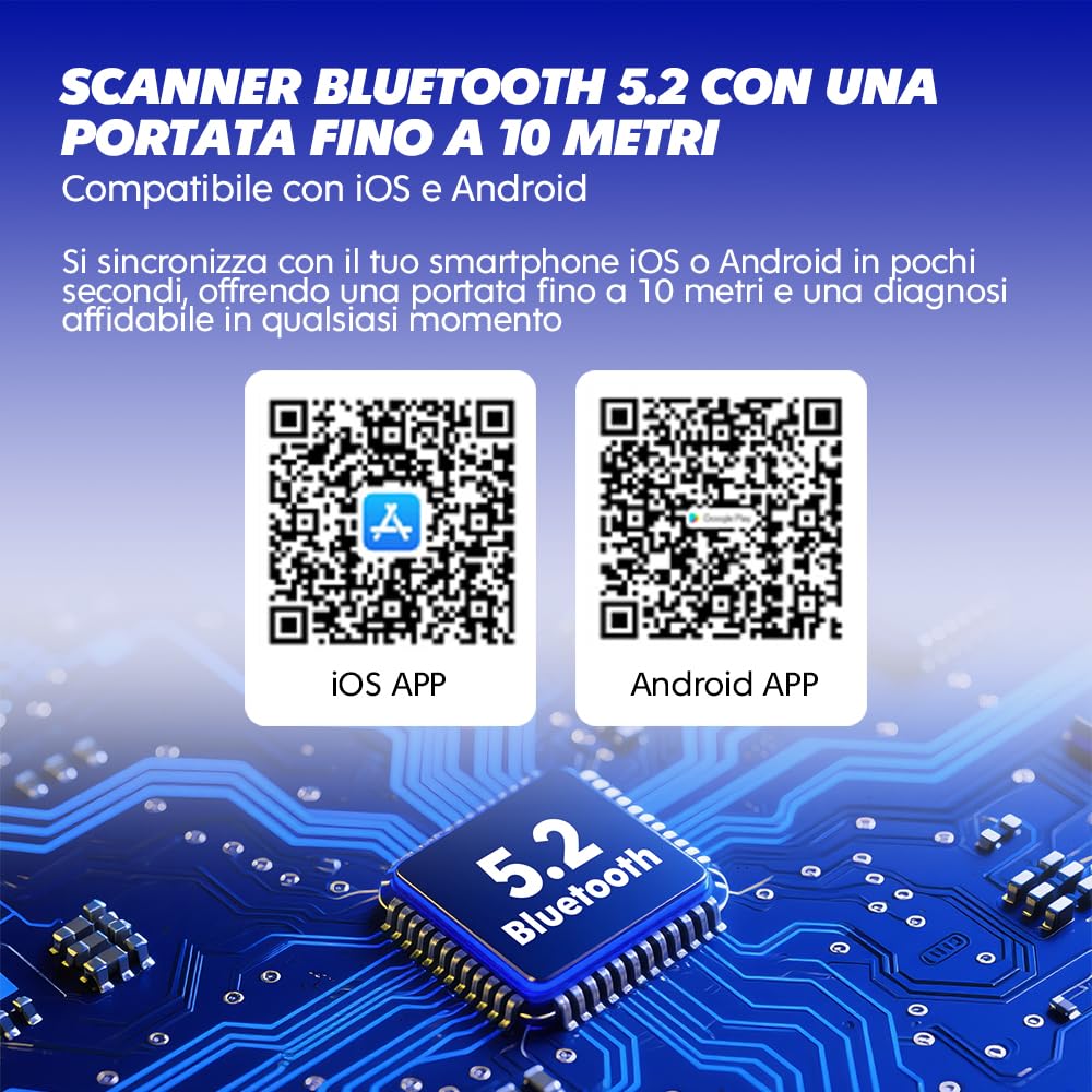 Sparco Dispositivo di diagnosi per auto multimarca OBD2 Scanner Bluetooth 5.2 per iOS e Android Lettore di codici di errore DTC Cancellazione dei guasti del motore Monitoraggio in tempo reale