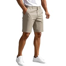 PULI Mens Golf Dress Shorts 9 Inch Flat Front Hybrid | Lightweight,Buttery-Smooth,Quick Dry,Chino Shorts,Zip Pocket,Machine Wash