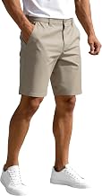 PULI Men's Golf Dress Shorts 9 Inch Flat Front Stretch Hybrid Lightweight Quick Dry Chino Shorts with Zip Pockets
