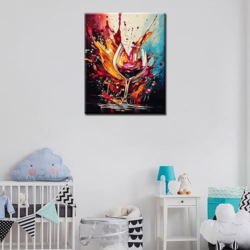 Miniatura 3 de Pintura abstracta para copa de vino por números para adultos principiantes, copa de vino tinto grafitica, pintura digital, bricolaje, bebidas