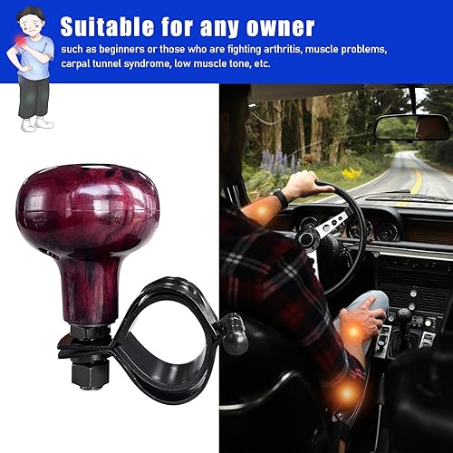 Miniatura 9 de Kewucn Pomo giratorio para volante, antideslizante para el volante, asas eléctricas, accesorios de vehículo para automóviles, semirremolques,