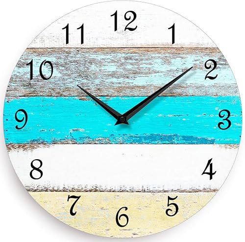 GAUBOS Reloj de pared silencioso de 12 pulgadas sin tictac, reloj de pared rústico retro rústico simple y minimalista decorativo para cocina, hogar,