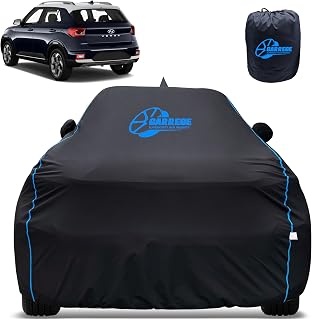GARREGE 100% Waterproof Car Cover for Hyundai Venue - Black, All-Weather & Animals Nail Protection with Mirror & Antenna P... Price In India
