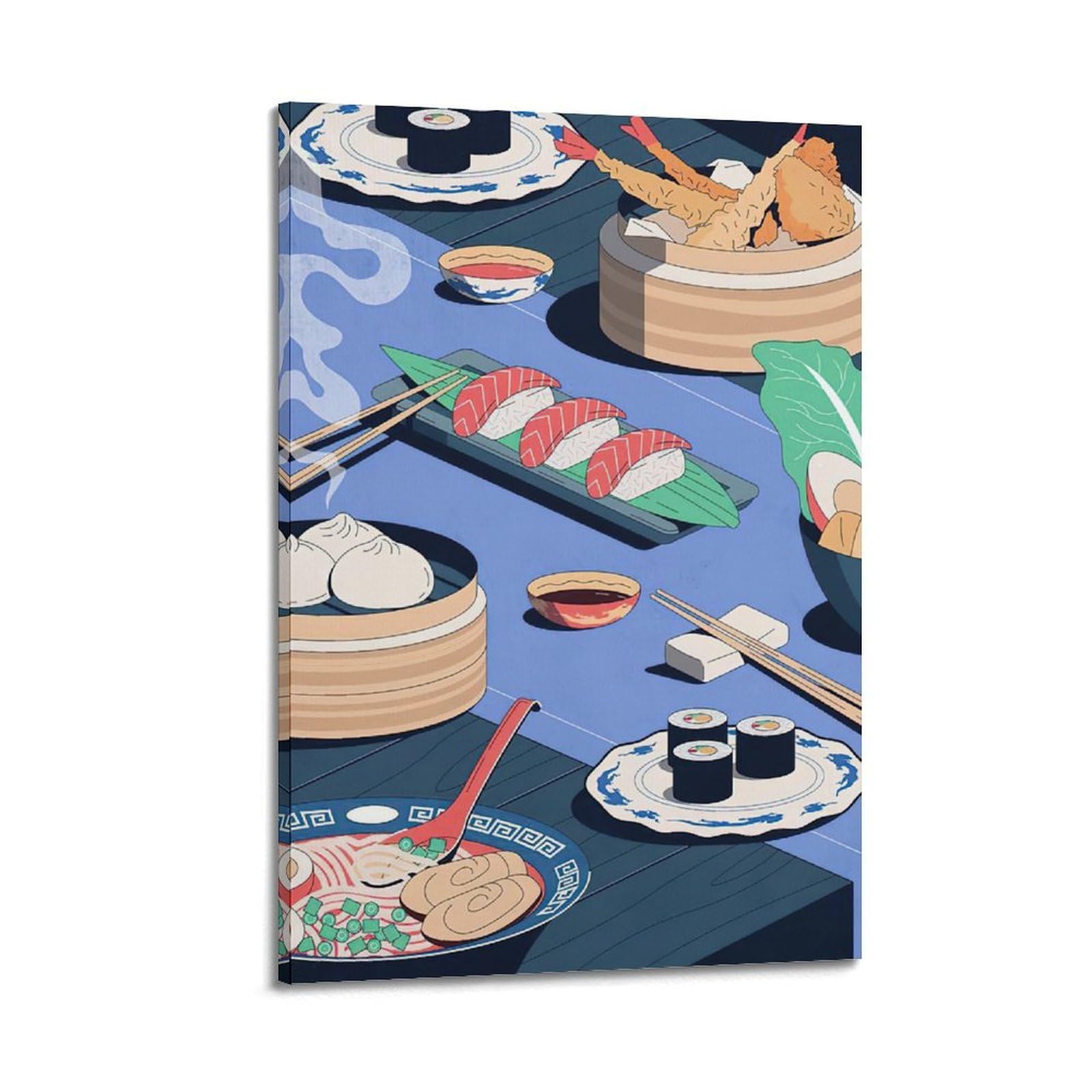 DLJGDS Vintage Poster Japanese Cuisine Decorative Painting Canvas Wall Posters And Modern Family Bedroom Decor 24x36inch(60x90cm)