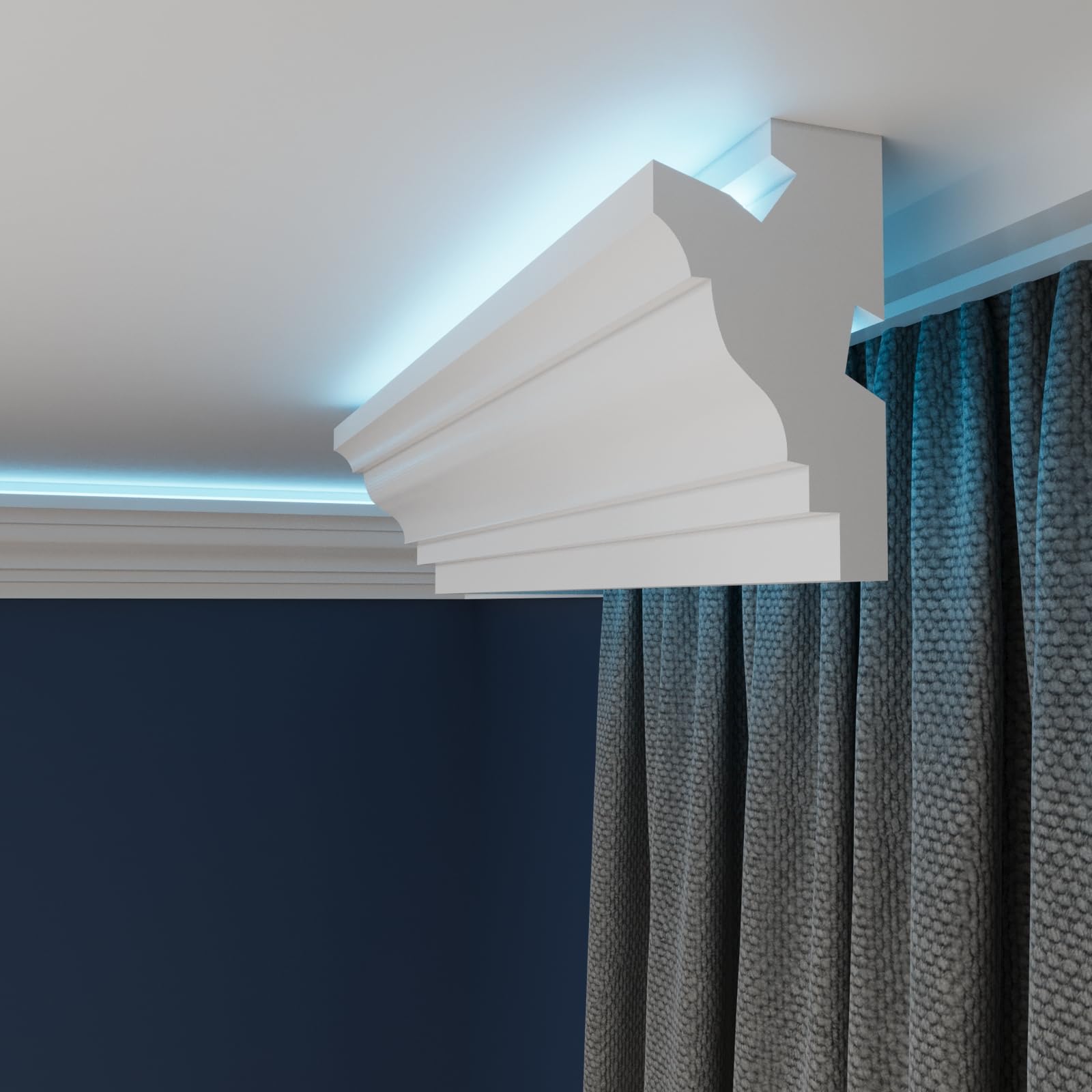 WOLDECOR LED Cornice Coving for Ceilings, Premium Extruded Polystyrene Ceiling Moulding Trim, Lightweight and Paintable Decorative Coving, Durable LED Lighting Coving (WLP09, 6 Meters)