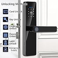 Vista 4 de Cerradura de puerta de entrada sin llave inteligente con manija, cerrojo de bloqueo de huellas dactilares, cerrojo de bloqueo automático
