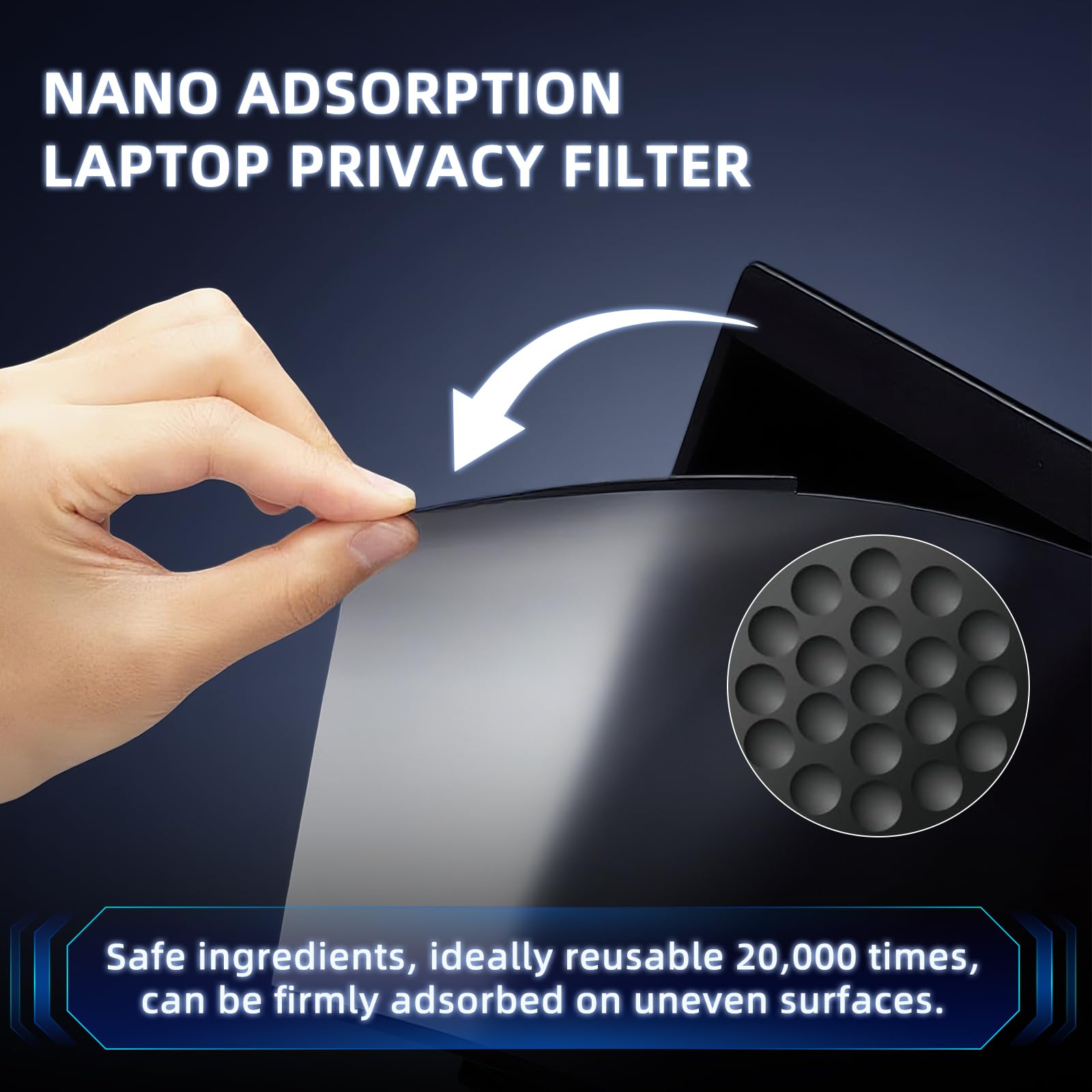 Nano-Adsorption Confidentialité Filtre pour 16" Portable 16:10, Filtre Protecteur d'écran, Amovible Anti-Lumière Bleu Protection Ecran PC Compatible avec Les écrans tactiles