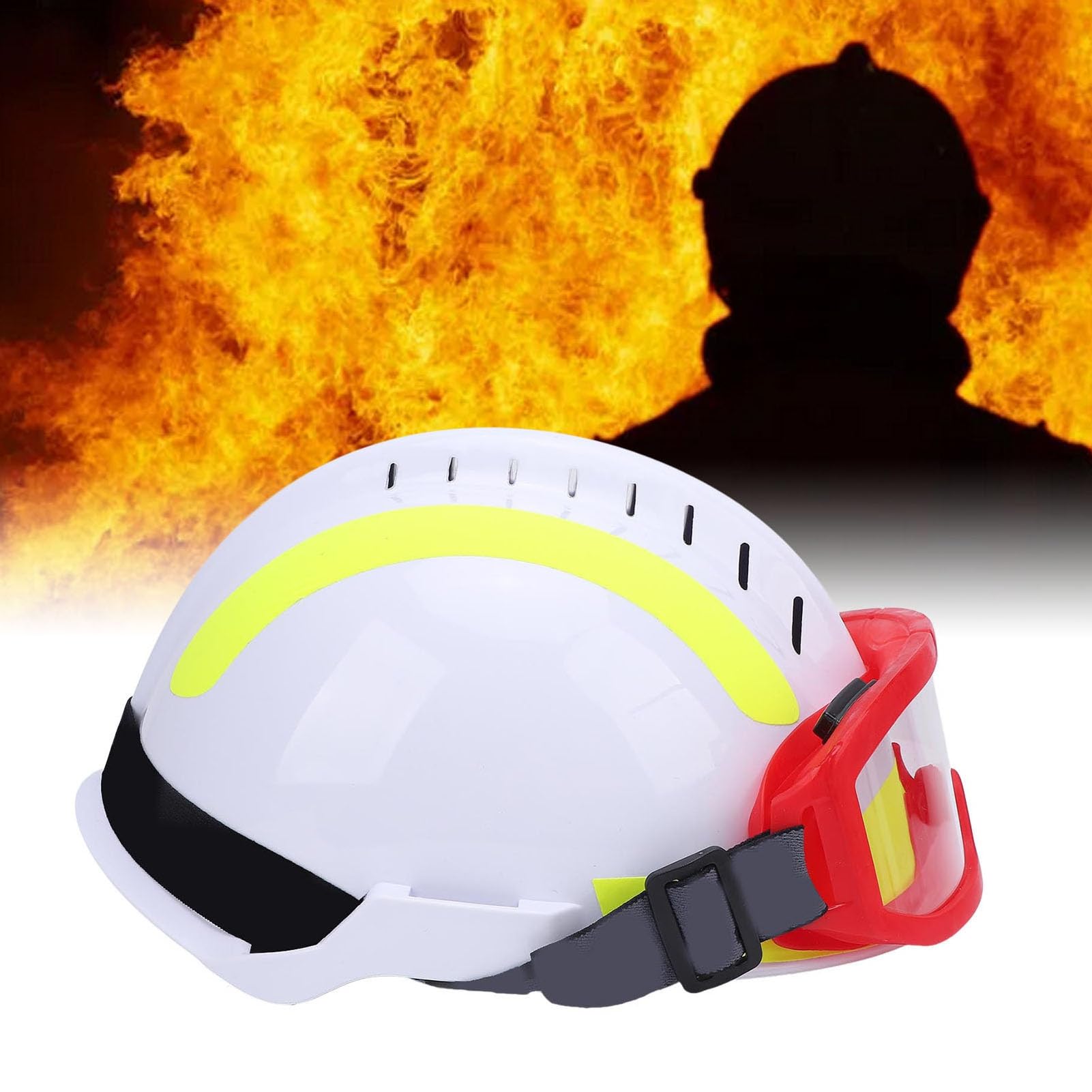 Bewinner Casco de Rescate para Trabajo en, Casco de Seguridad con Luz, PC Ventilada Ranurada, Ajustable, Reflectante de 360°, para Rescate de Emergencia en Caso de Terremoto, Incendio