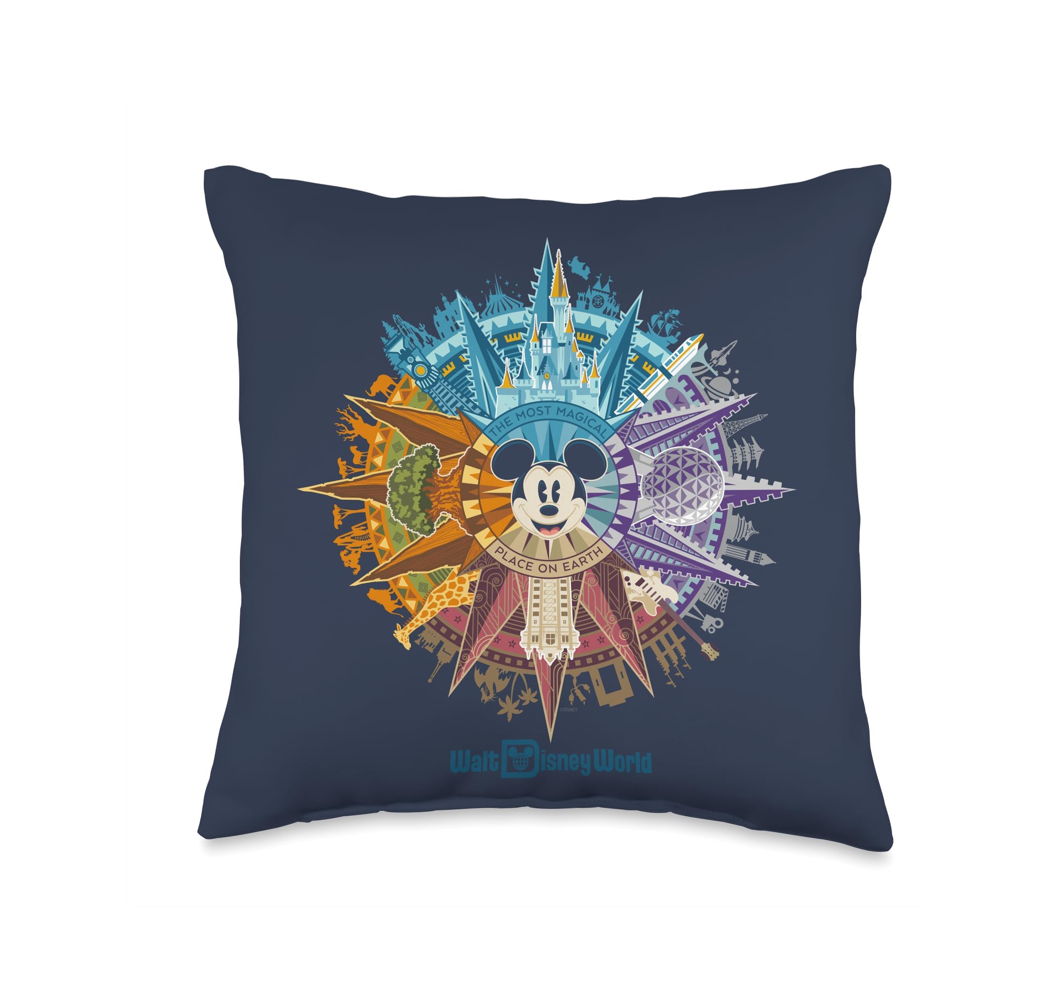 Coussin Mickey Disney bleu qui rappelle les souvenirs d'enfance des parcs