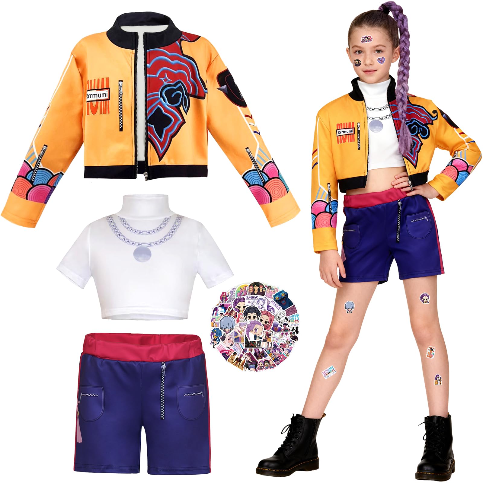 Kitimi Costume Mädchen Kinder Outfits, Anime Filme Sänger Idol Kostüm, Kinder Cosplay Kostüm für Karneval Fasching Bühnenkleid Dress up Party