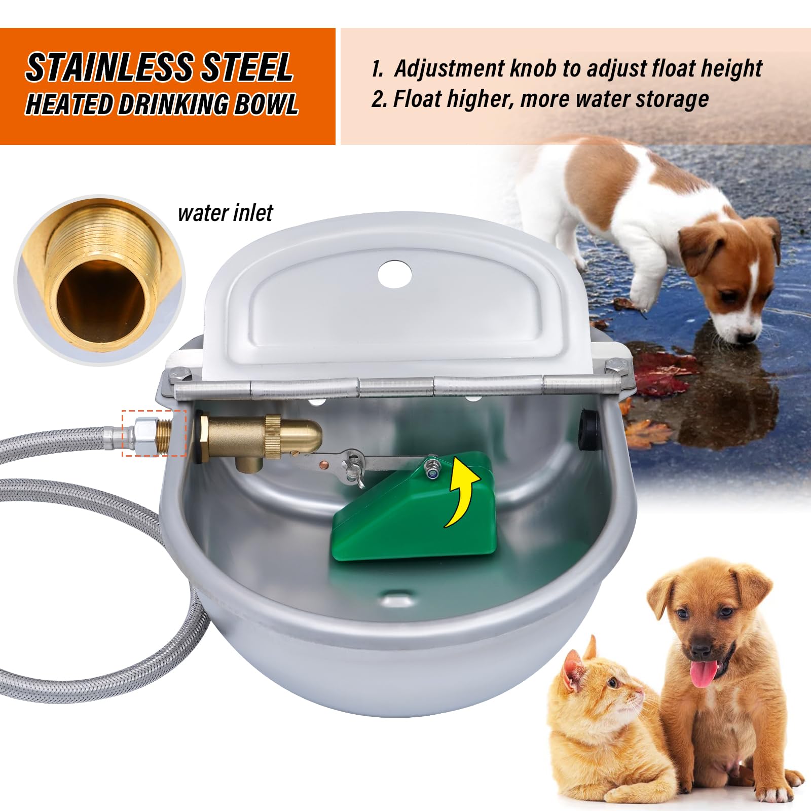 MUYIRTED Automatische drinkbak voor paarden, met plastic ventiel, 1/2 inch, vlotterdrinkbak van roestvrij staal, drinkbakken voor runderen, schapen, honden en paarden MUYIRTED Automatische drinkbak voor paarden, met plastic ventiel, 1/2 inch, vlotterdrinkbak van roestvrij staal, drinkbakken voor runderen, schapen, honden en paarden