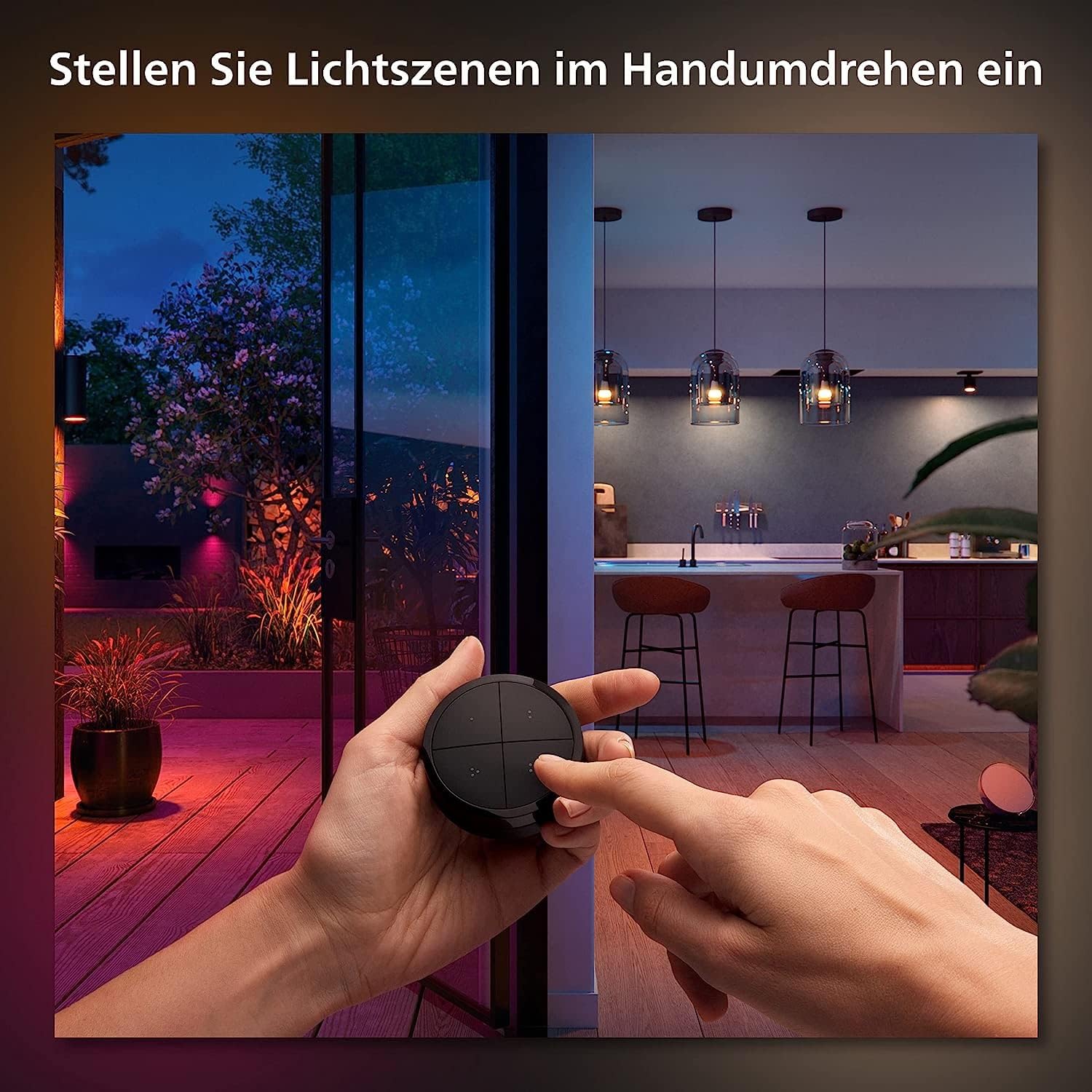 Philips Hue White & Color Amb. Perifo Set 3-er Spot & Lightbar & Tap Dial Switch Drehschalter, schwarz, personalisierbar via Hue App