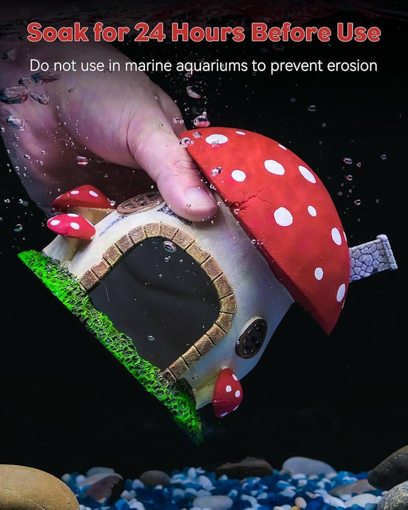 Axolotl Tank Accessories Whimsical Mushroom House Aquarium Decor