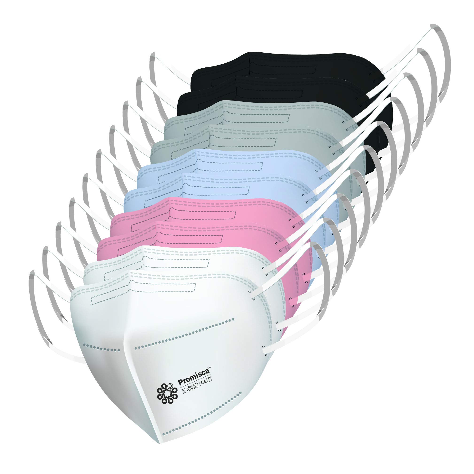 N 95 Face Mask Ear Loop Style Protective Face Mask 5 layered filtration with genuine Meltblown and Hot Air Cotton (Pack of 10 Mask) (Medium, Multi color)