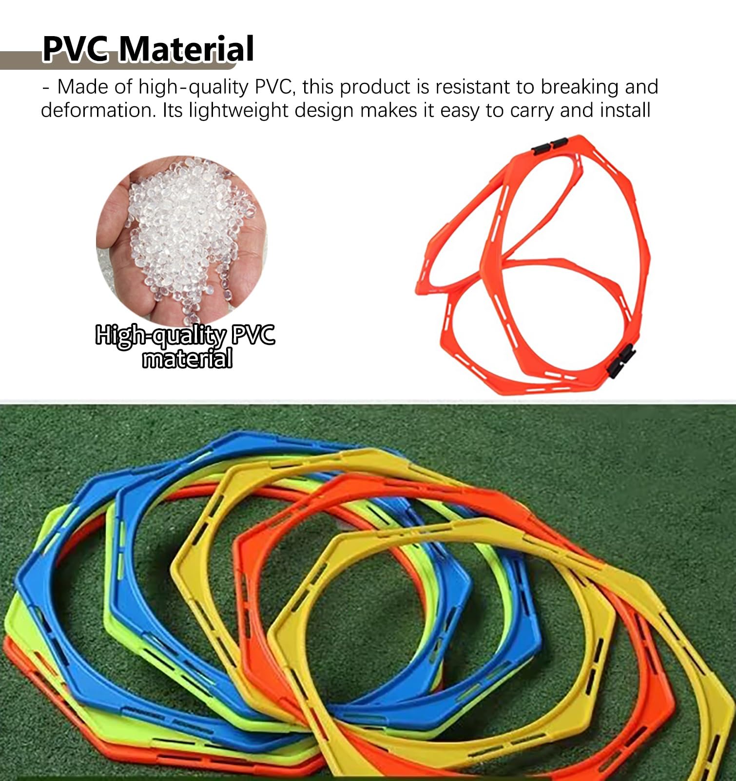 Tor Przeszkód dla Drona Zestaw Torów Przeszkód z Dronów z Tworzywa PVC, Ośmiokątny Zestaw do Treningu Dronów o Średnicy Wewnętrznej 60 cm, do Ćwiczeń Koszykówki(2 Sets (6 Rings+6 Clips))